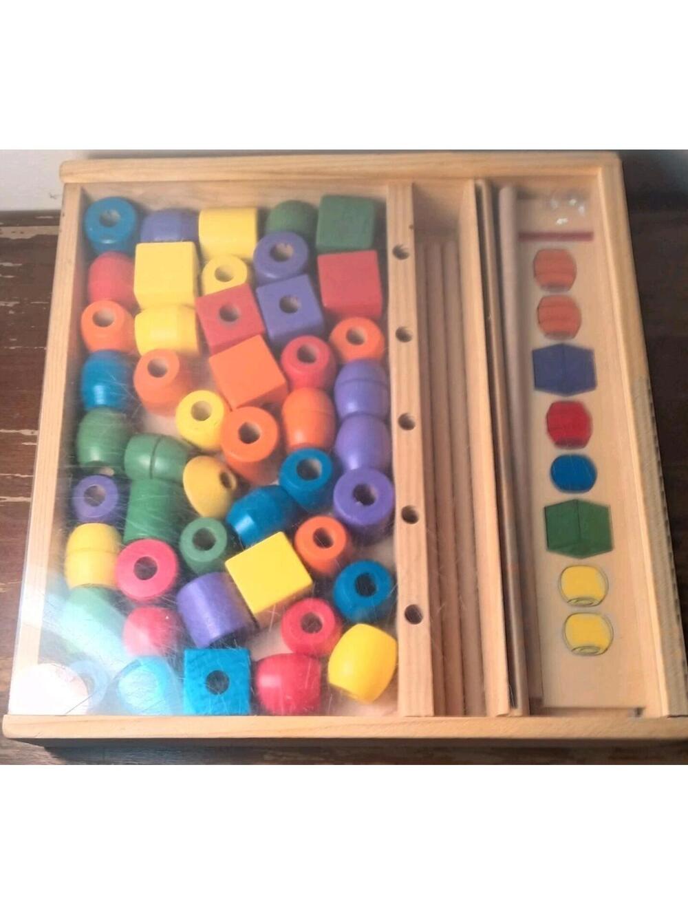 Melissa & Doug Wooden Educational Bead Sequencing Set Age 4+ Made In USA Read